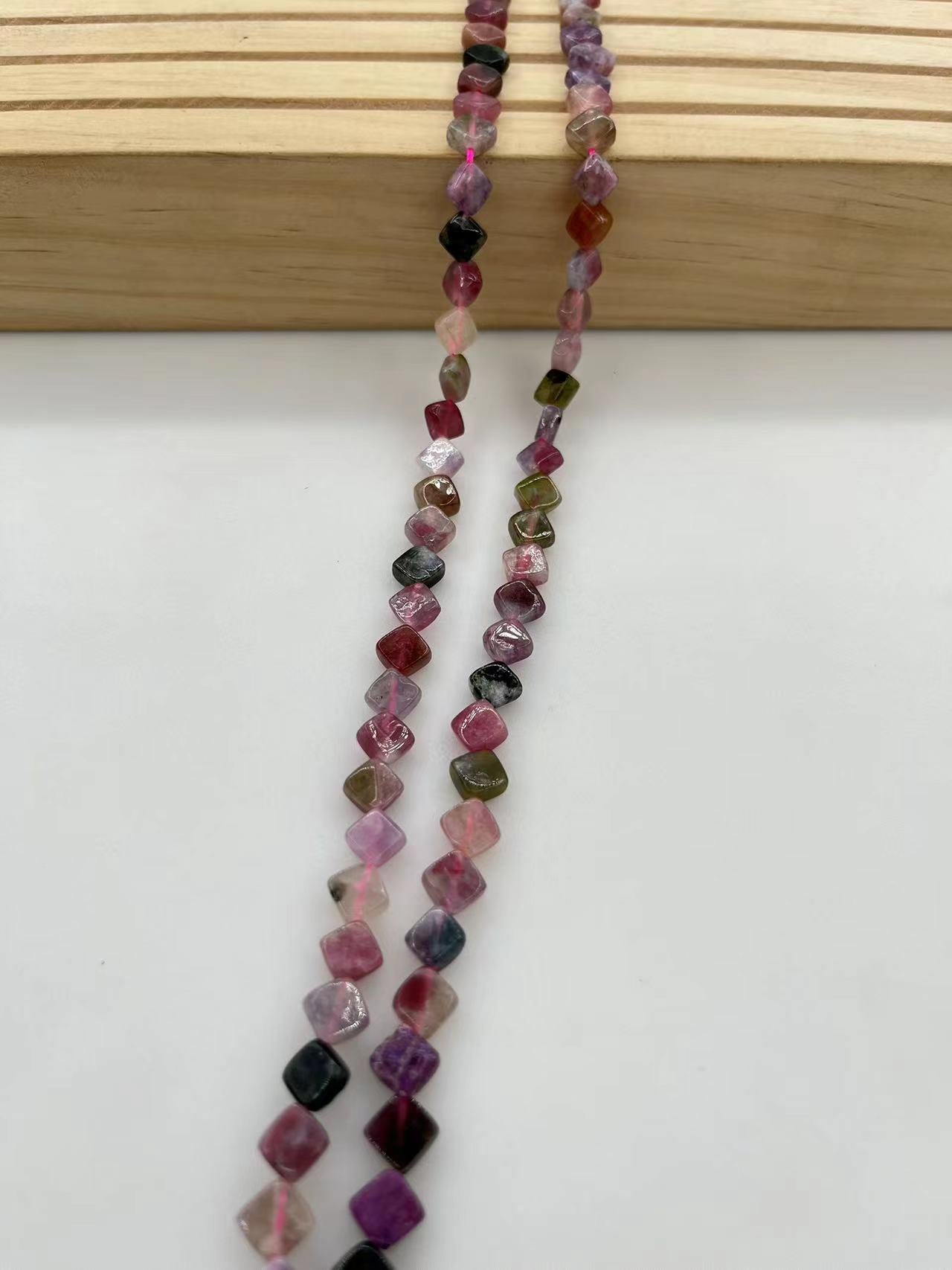 ------DIY pink Tourmaline princess and cube beads