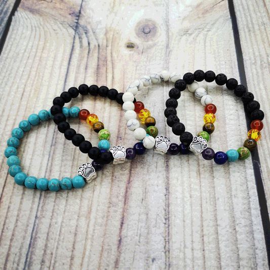 dog paw 7 chakra gemstone bracelet