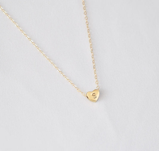 Tiny Initial Heart Necklace