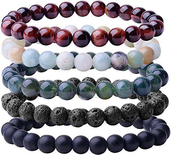 Natural 8mm Gorgeous Semi-Precious Gemstones Bracelet