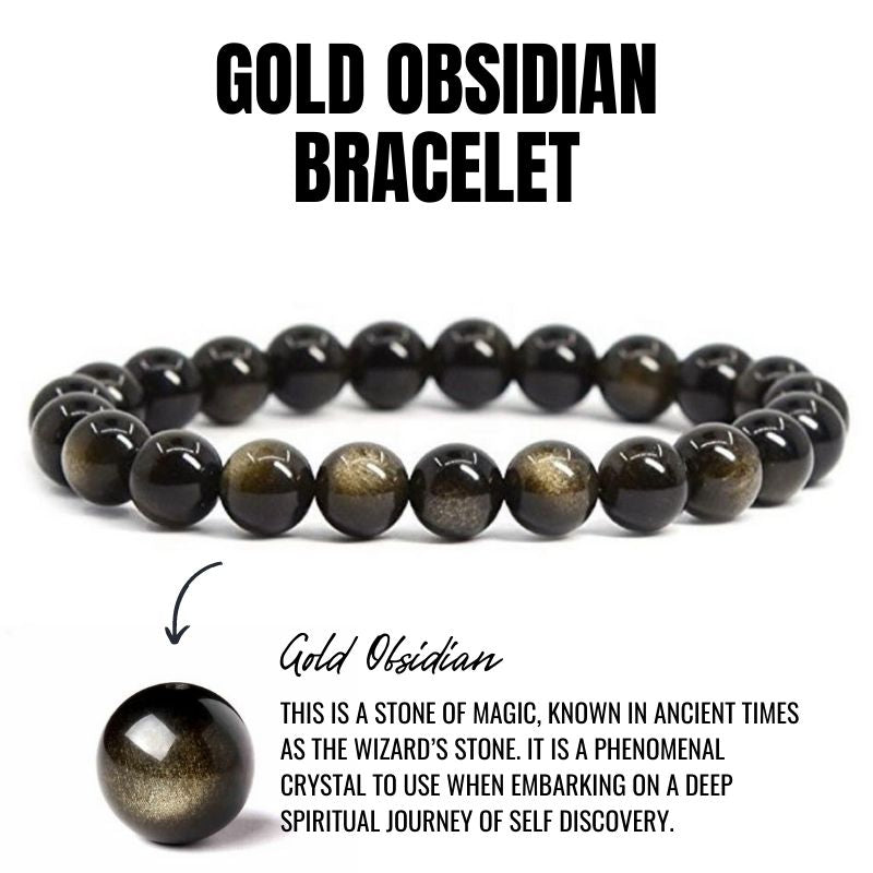 1pcs powerful healer gold obsidian stone bracelet