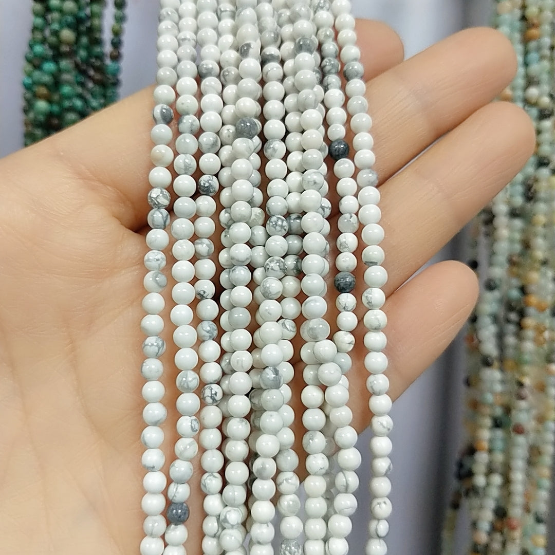 ----3mm round natural crystal beads