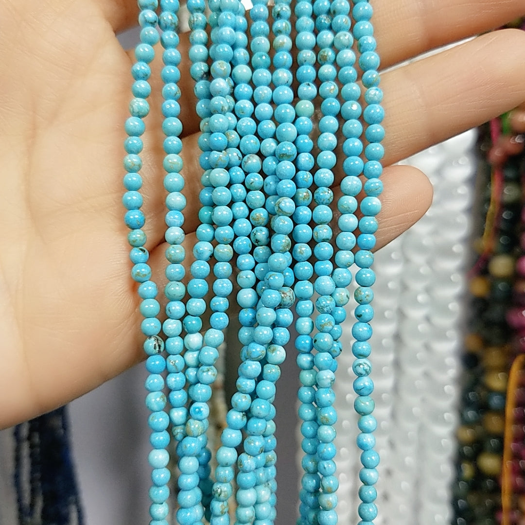 ----3mm round natural crystal beads