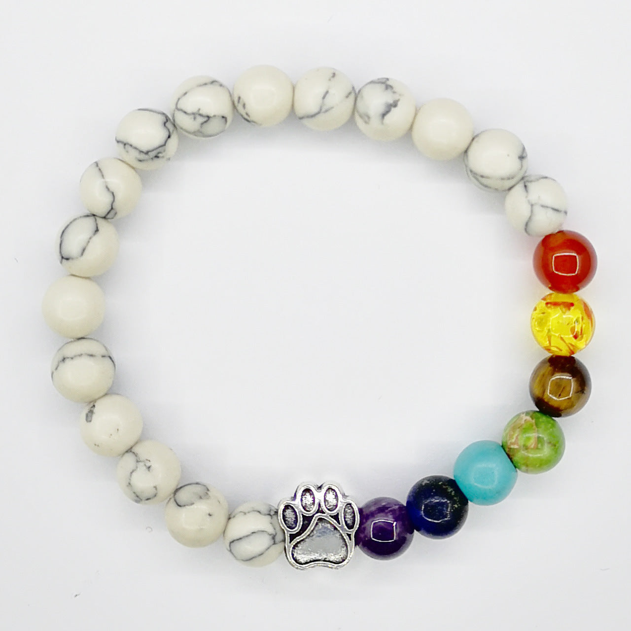 dog paw 7 chakra gemstone bracelet