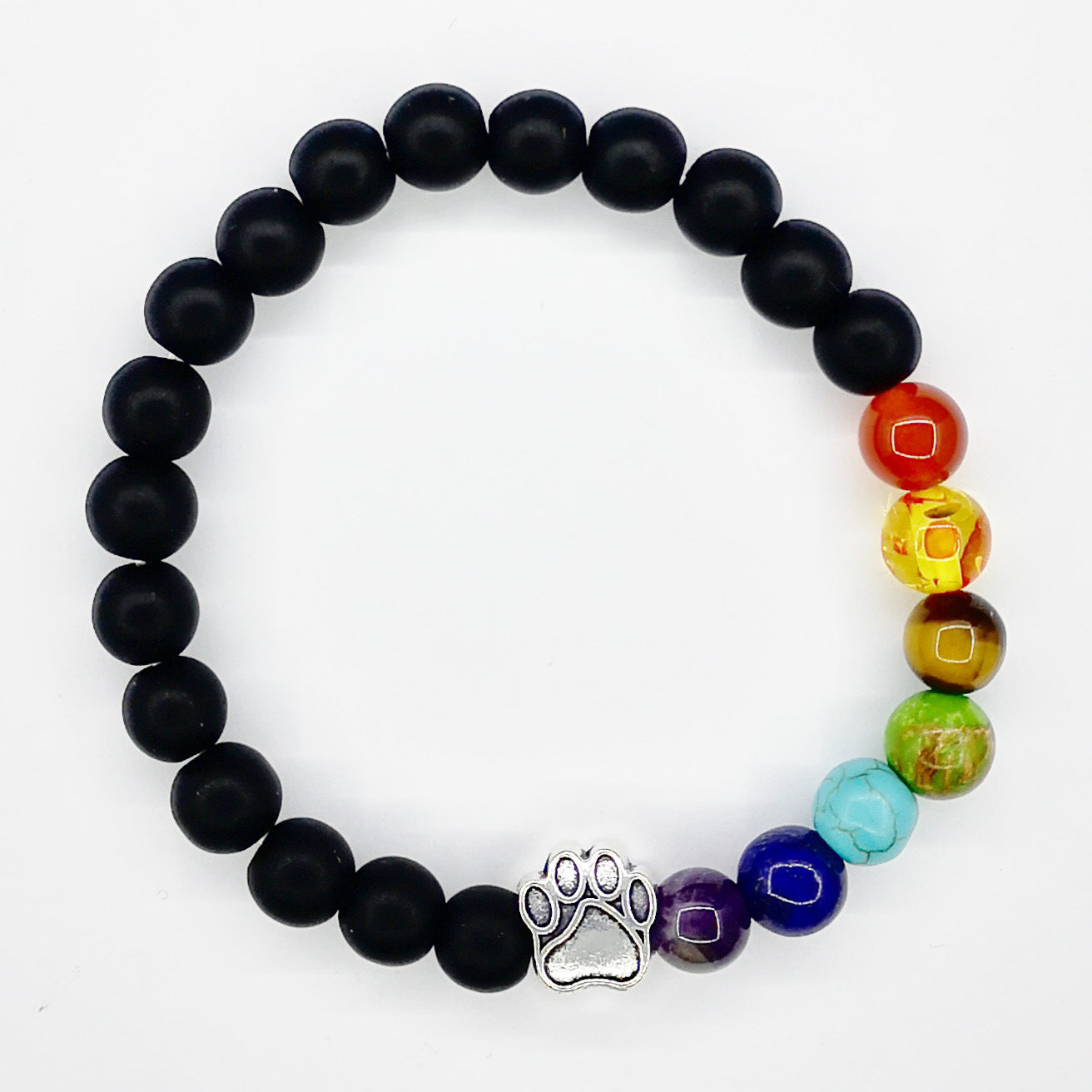 dog paw 7 chakra gemstone bracelet