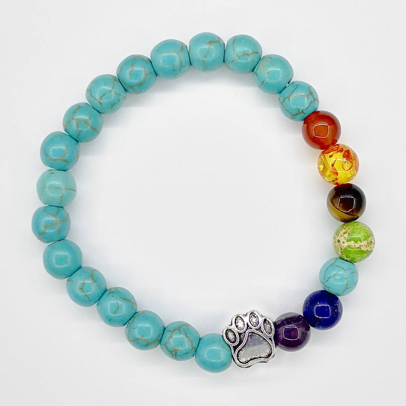 dog paw 7 chakra gemstone bracelet