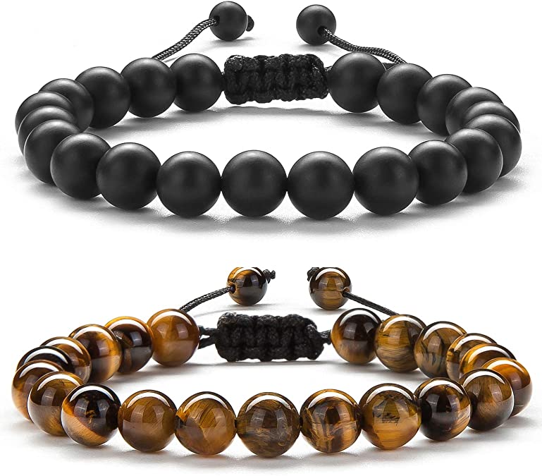 Men Women Gifts Bracelet Braided Rope Natural Tiger Eye Stone Yoga Bracelet Bangle