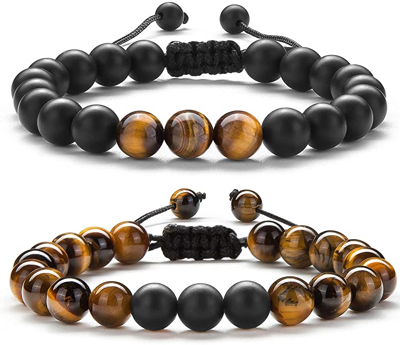 Men Women Gifts Bracelet Braided Rope Natural Tiger Eye Stone Yoga Bracelet Bangle