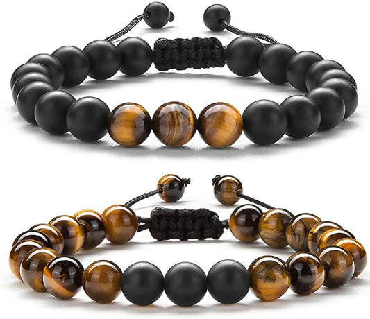 Men Women Gifts Bracelet Braided Rope Natural Tiger Eye Stone Yoga Bracelet Bangle