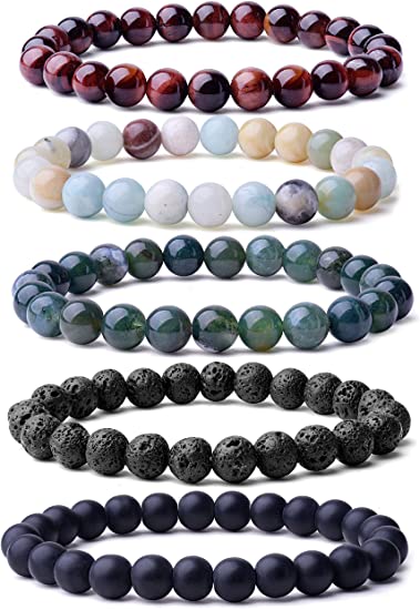 Natural 8mm Gorgeous Semi-Precious Gemstones Bracelet