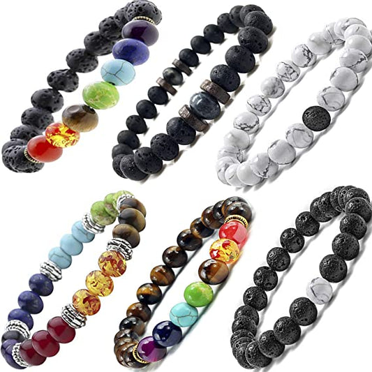 Black Lava Stone 7 Chakra Bracelets