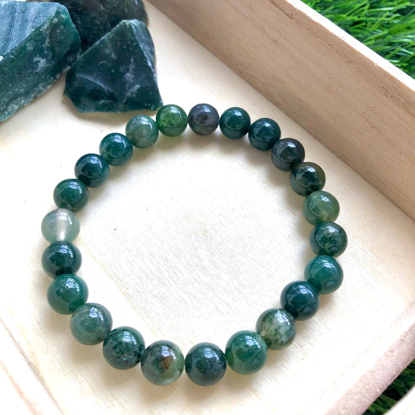 1pcs promotes inner stability, composure, and maturity water grass agate bracelet